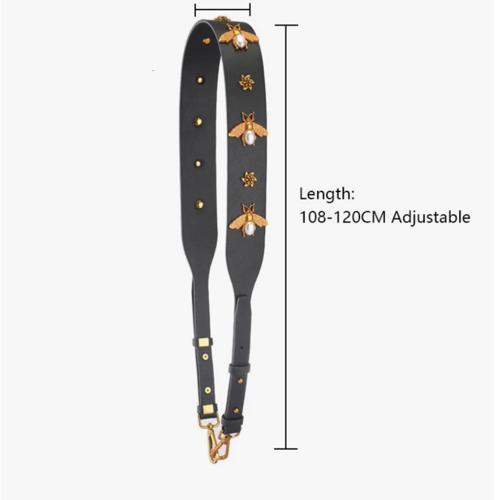 Black and Gold Embellished Bag Strap